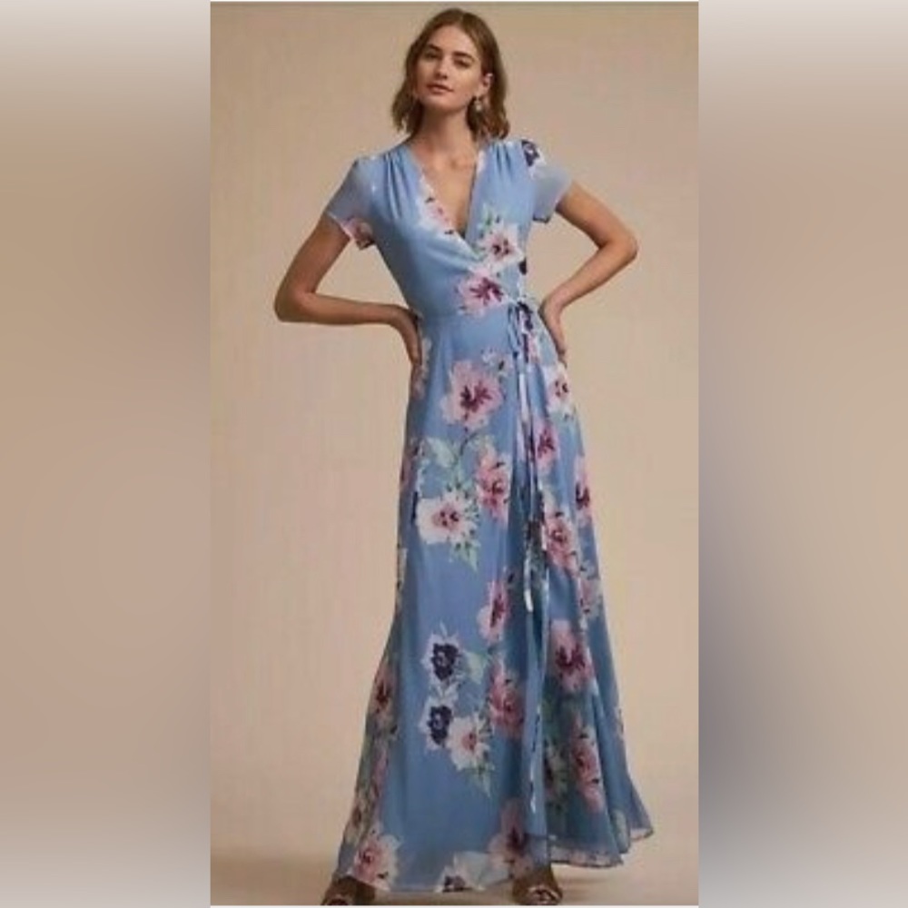 BHLDN YUMI KIM Forget Me Not Floral Calypso Maxi Wrap Dress